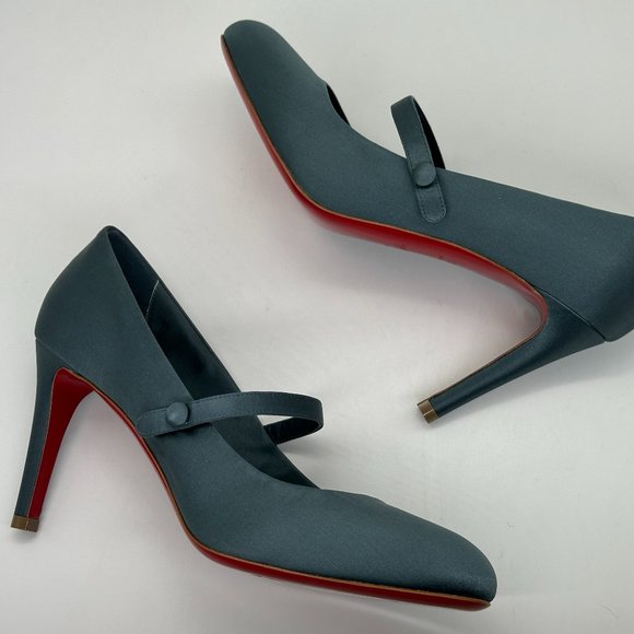 Christian Louboutin PUMPPIE WALLIS 85 Satin Mary Jane Heels Pumps Shoes - Picture 11 of 16